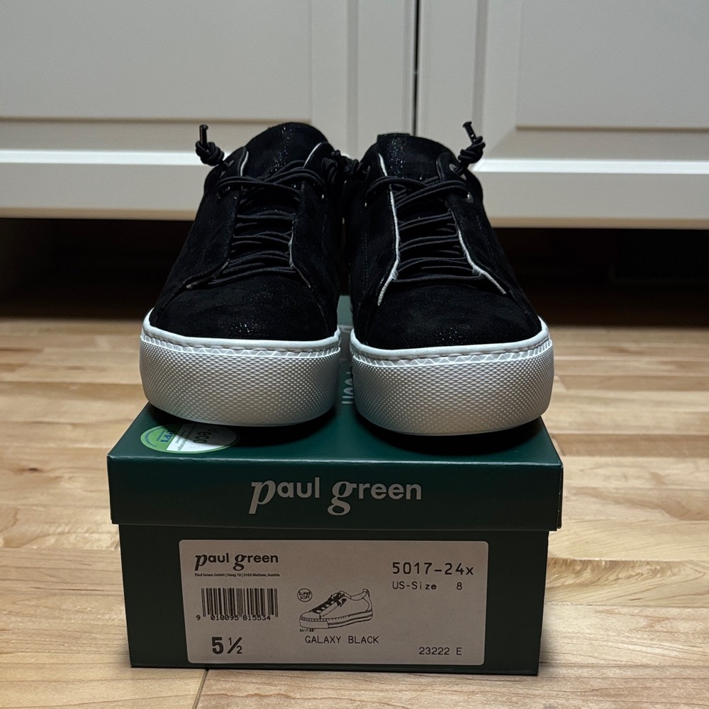 NWOT Paul Green Women's Black Sneakers Sz 8